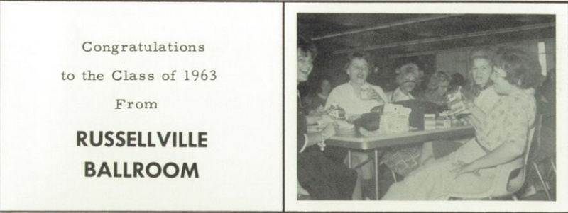 Russellville Ballroom - 1963 Davison High School Yearbook Ad (newer photo)